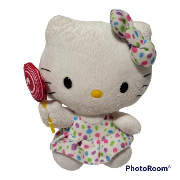 Sanrio Hello Kitty rainbow poka dot lollipop plush - Picture 3 of 3